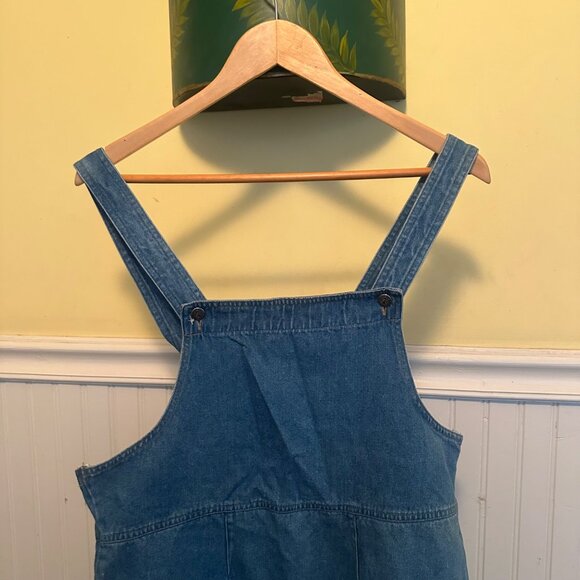 Carreau Sport Vintage 90s Denim Overall Dress Blue Size 13/14 With Pockets - Picture 7 of 7